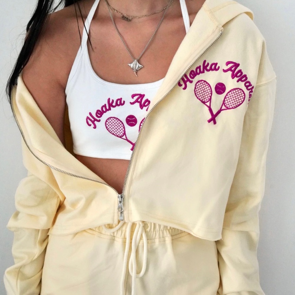 Hoaka Apparel Yellow Cropped Zipper Hoodie